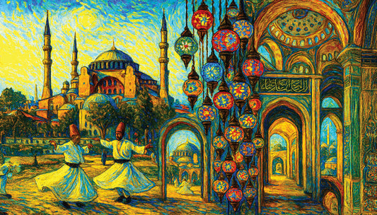 Ottoman Splendor: 500-Piece Van Gogh-Style Blue Mosque Puzzle - Istanbul Turkey